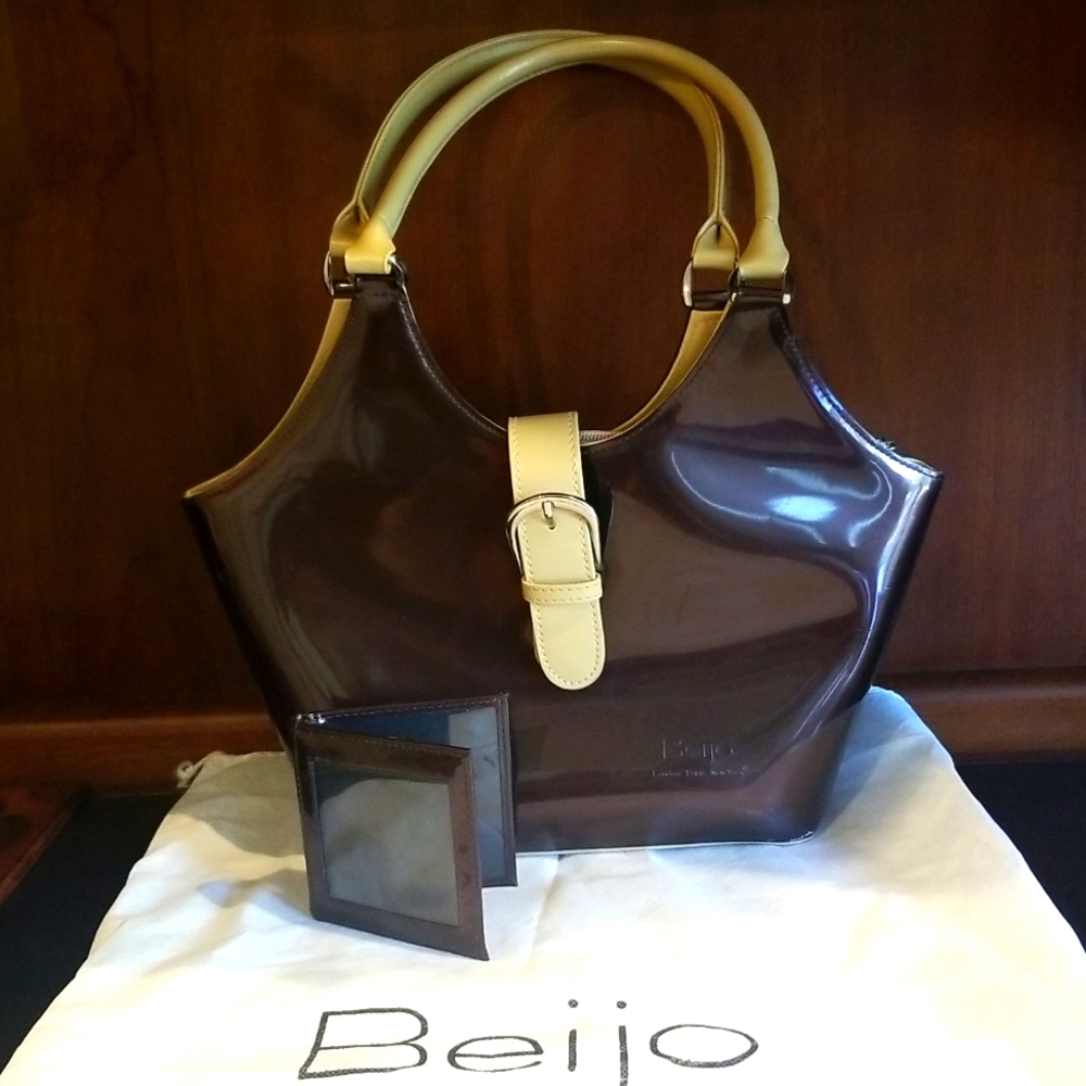 Beijo Bags Benito Bronze Patent Tan Trim Purse Shoulder Bag and Wallet